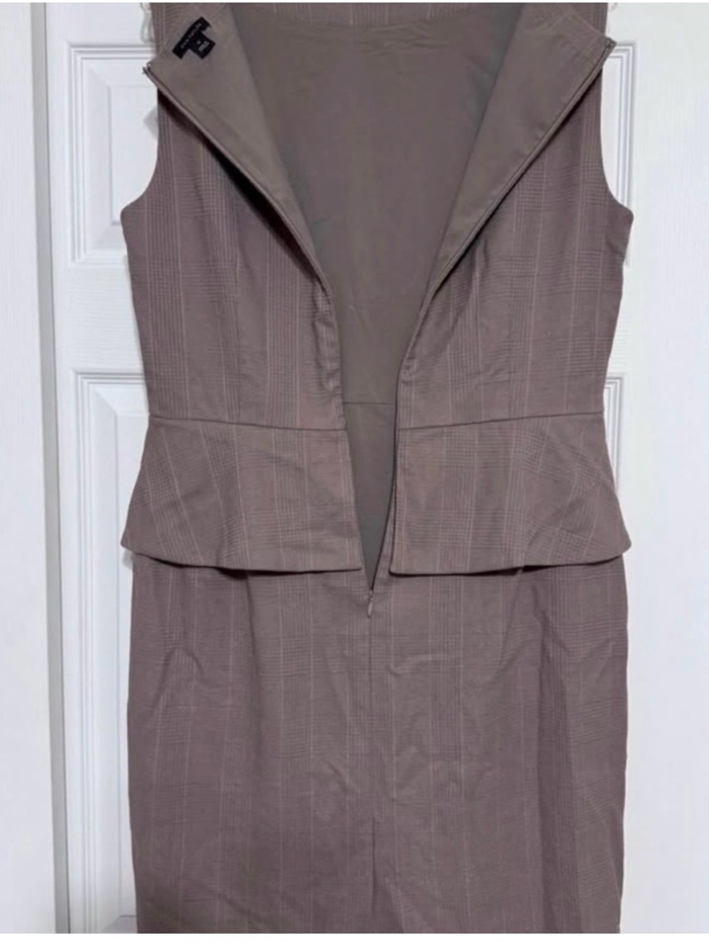 Ann Taylor Taupe Sleeveless Peplum Sheath Dress - Picture 3 of 10
